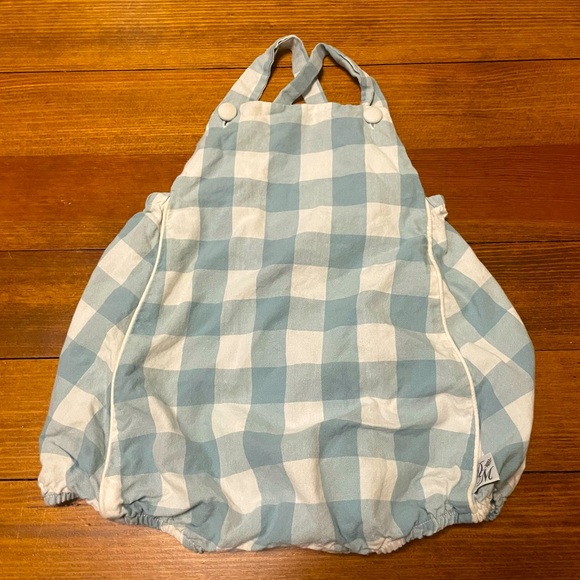 sweet caroline Other - Sweet Caroline Blue & White Gingham Cotton Bubble Romper Size 12 Months
